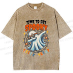 Unisex Time To Get Spooky Printed Washed Tee