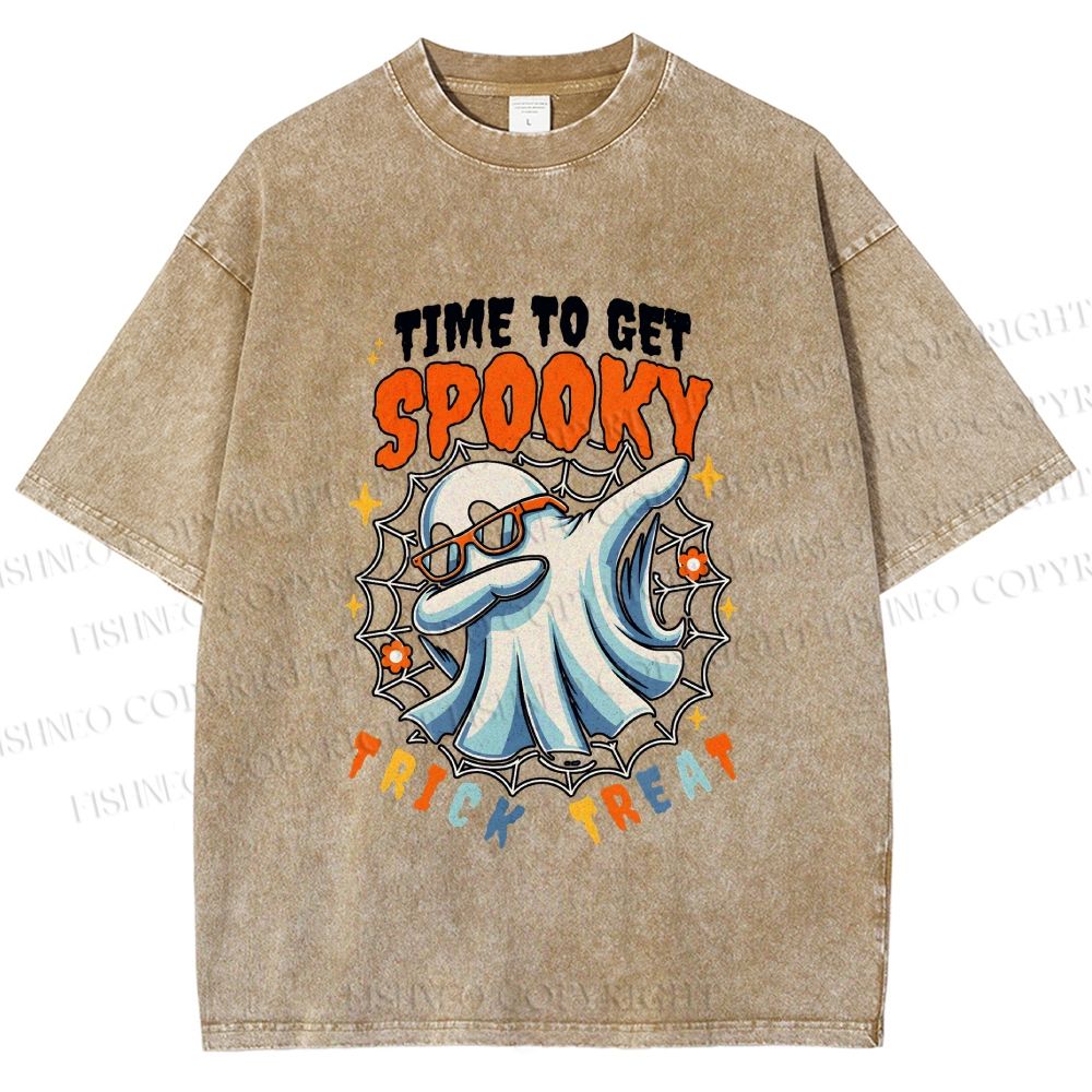 Unisex Time To Get Spooky Printed Washed Tee