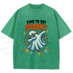 Unisex Time To Get Spooky Printed Washed Tee