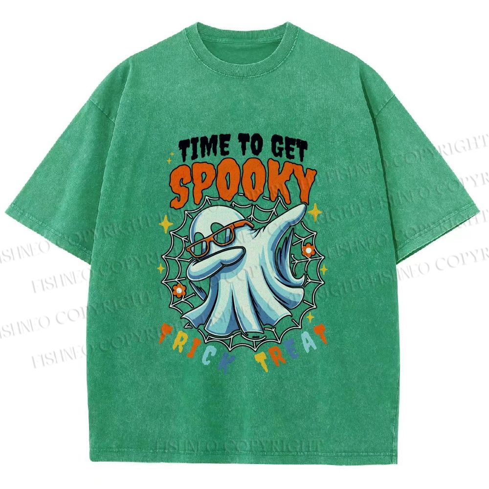 Unisex Time To Get Spooky Printed Washed Tee
