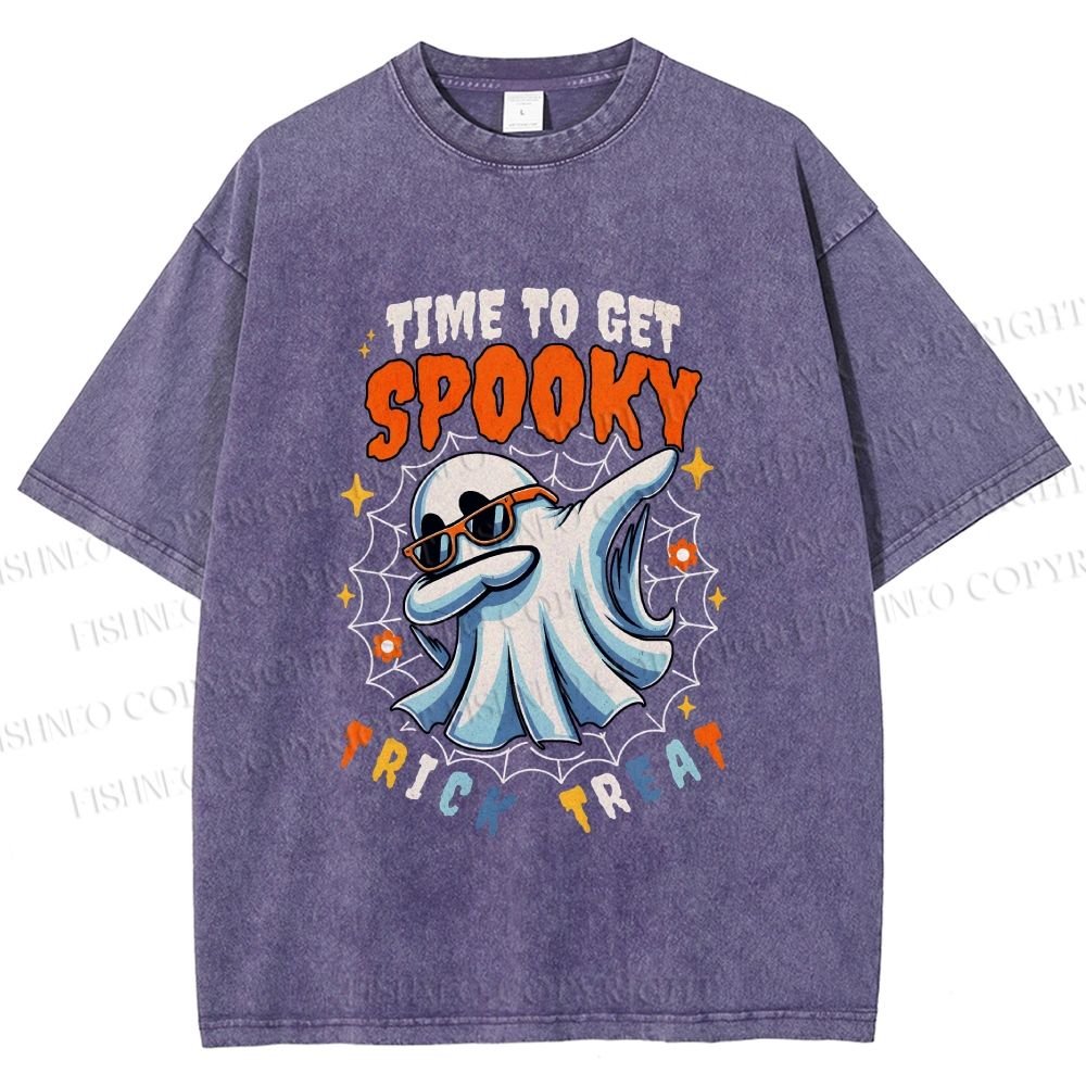 Unisex Time To Get Spooky Printed Washed Tee