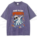 Unisex Time To Get Spooky Printed Washed Tee