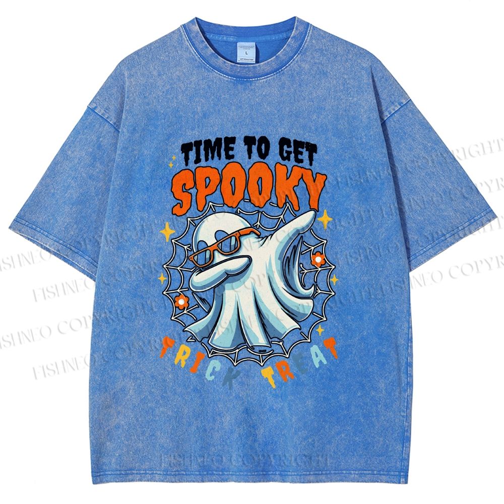 Unisex Time To Get Spooky Printed Washed Tee