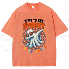 Unisex Time To Get Spooky Printed Washed Tee