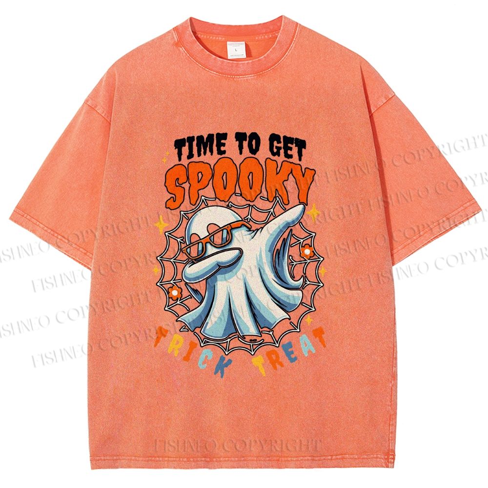 Unisex Time To Get Spooky Printed Washed Tee