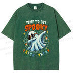 Unisex Time To Get Spooky Printed Washed Tee