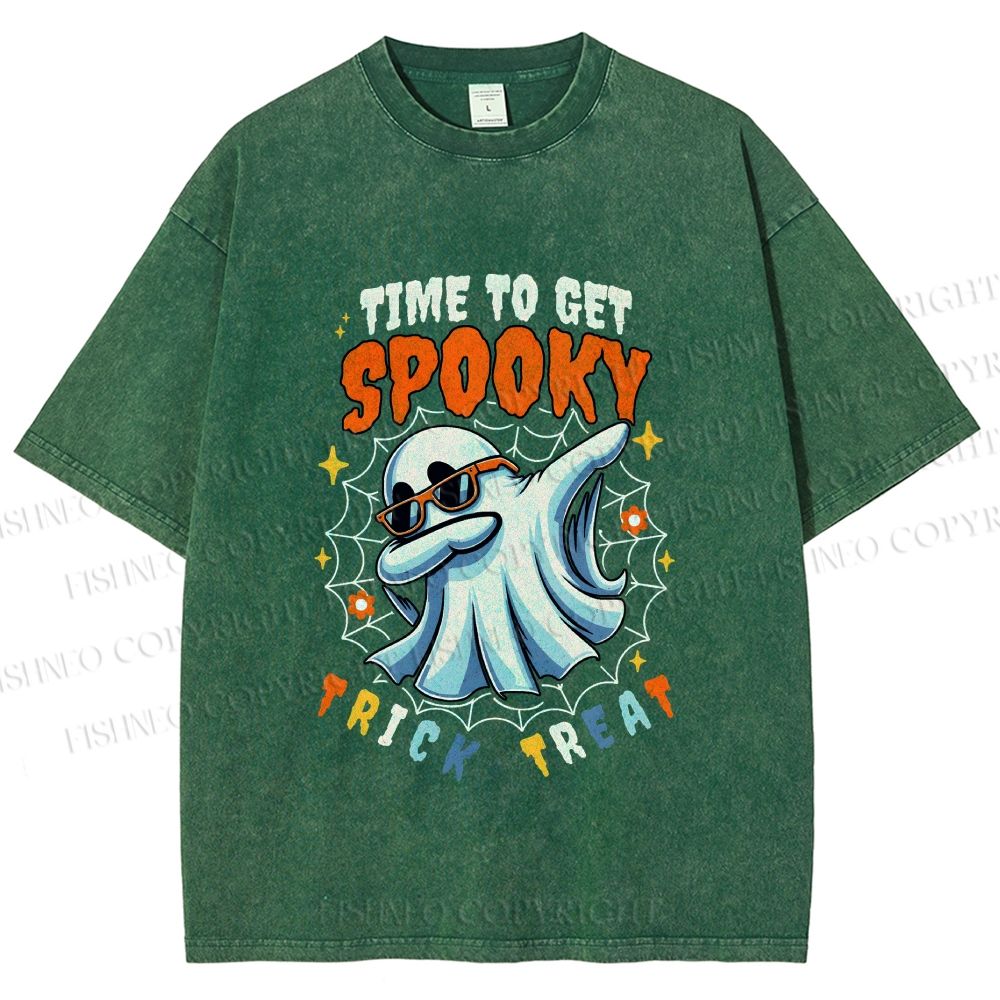 Unisex Time To Get Spooky Printed Washed Tee