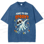 Unisex Time To Get Spooky Printed Washed Tee