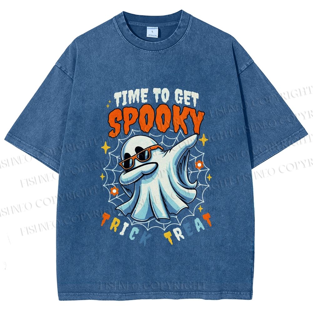 Unisex Time To Get Spooky Printed Washed Tee