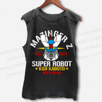 Unisex Mazinger Z Super Robot Printed Washed Tank Top