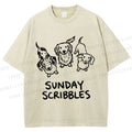 Unisex Sunday Scribbles Dachshund Printed Washed Tee
