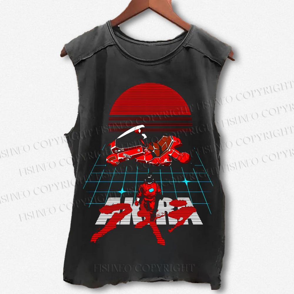 Unisex Akira Shotaro Kaneda Printed Washed Tank Top
