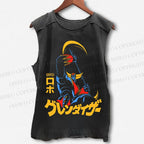 Unisex Mazinger Grendizer Printed Washed Tank Top