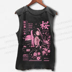 Unisex Sakura JDM Racing Printed Washed Tank Top