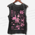 Unisex Sakura JDM Racing Printed Washed Tank Top