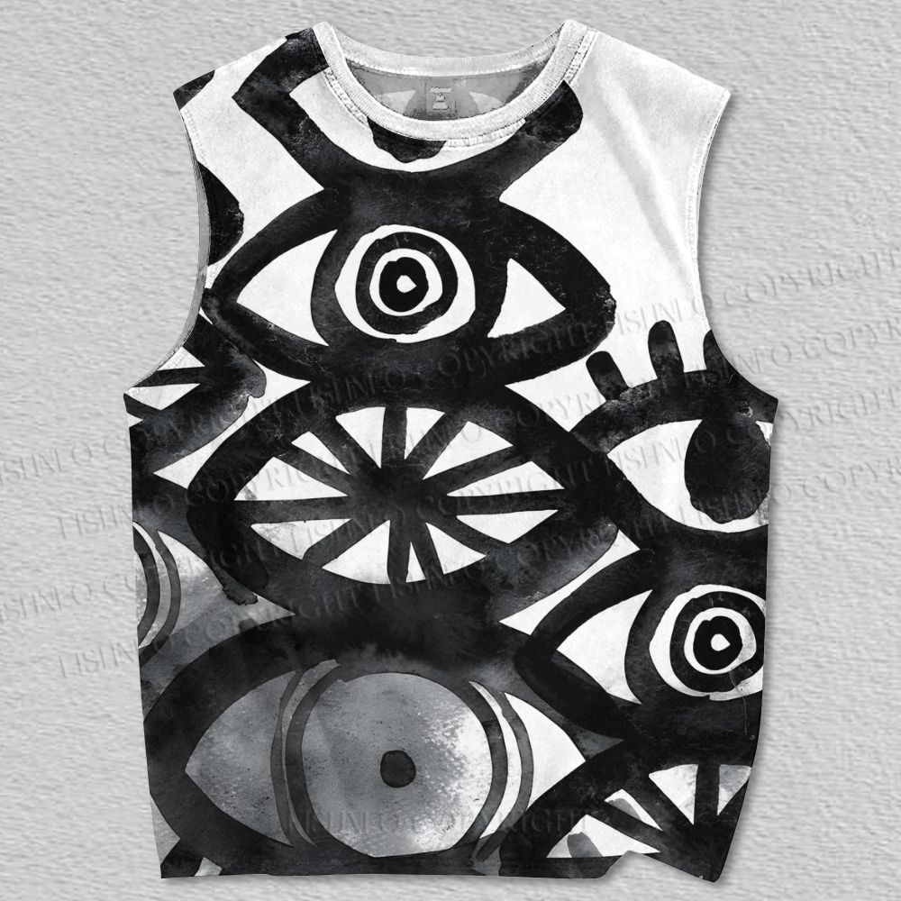 Unisex Giant Eyes Printed Tank Top