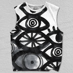 Unisex Giant Eyes Printed Tank Top
