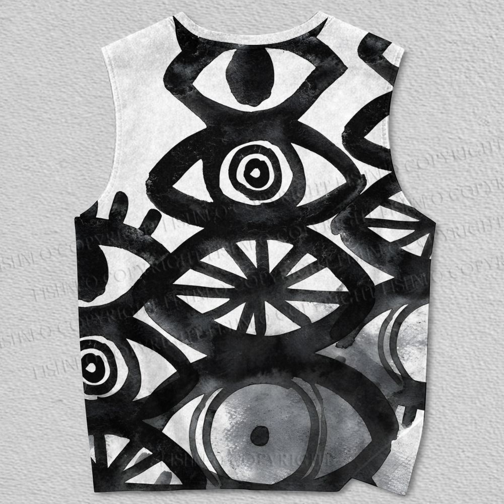 Unisex Giant Eyes Printed Tank Top