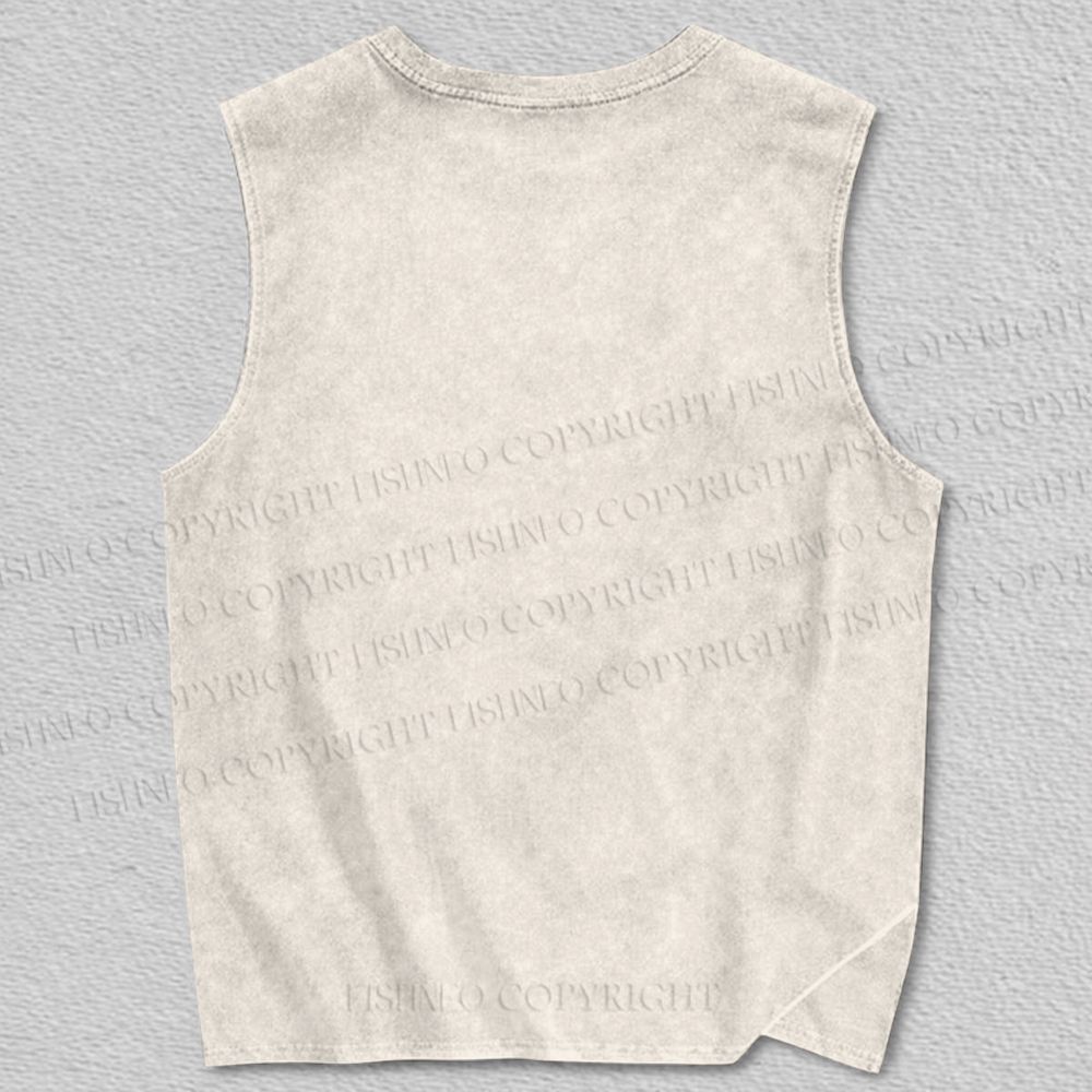 Unisex Vintage Monkey on Peach Tree Printed Tank Top