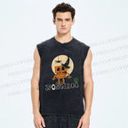 Unisex Halloween Spongeboo Printed Washed Tank Top
