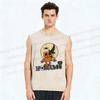 Unisex Halloween Spongeboo Printed Washed Tank Top
