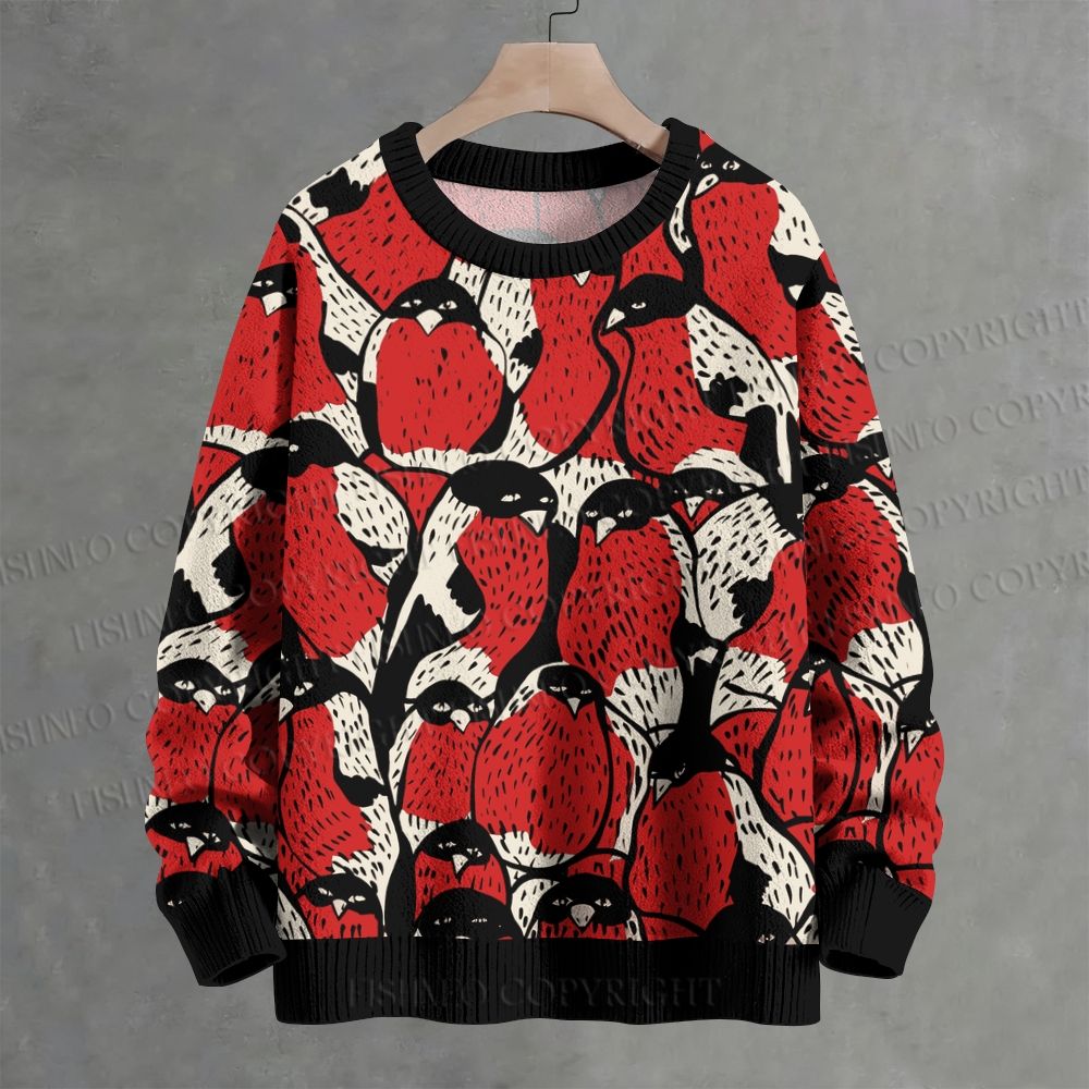 Red Birds Crew Neck Sweater