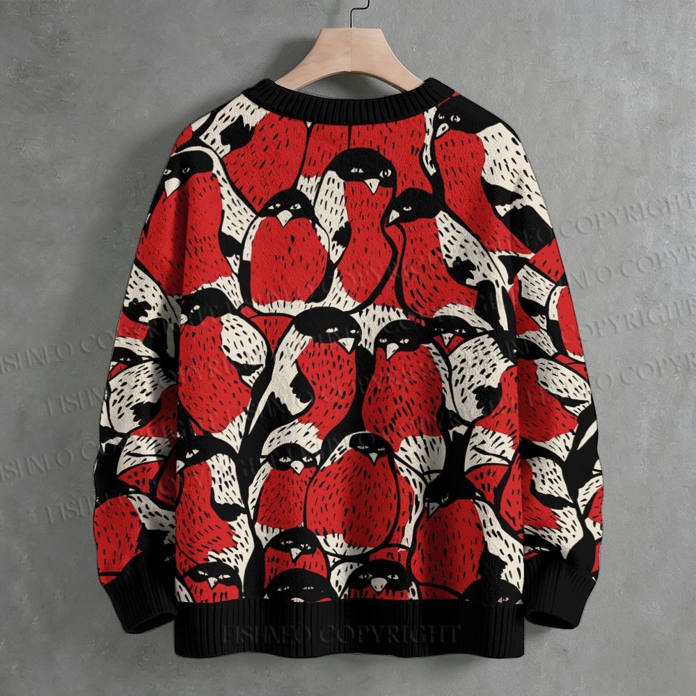 Red Birds Crew Neck Sweater
