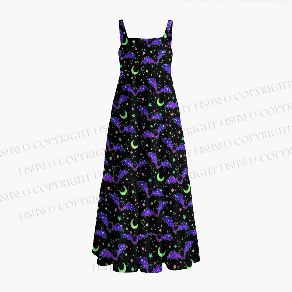 Pastel Bat Moon Star Witchy Maxi Dresses