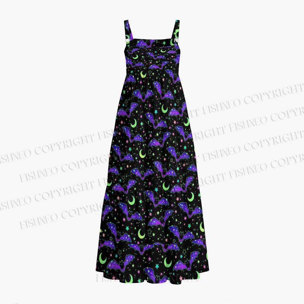 Pastel Bat Moon Star Witchy Maxi Dresses
