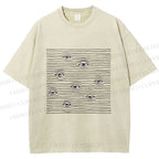 Unisex Eyes in Line Printed Washed Tee