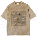 Unisex Eyes in Line Printed Washed Tee