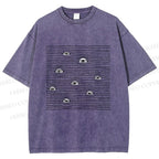 Unisex Eyes in Line Printed Washed Tee