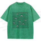 Unisex Eyes in Line Printed Washed Tee