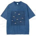 Unisex Eyes in Line Printed Washed Tee