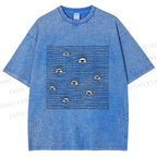 Unisex Eyes in Line Printed Washed Tee