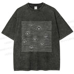 Unisex Eyes in Line Printed Washed Tee