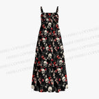 Halloween Skull Red Floral Gothic  Maxi Dresses