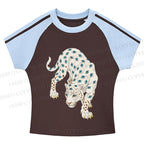 White Panther With Eyes Stripe Raglan Baby Tee