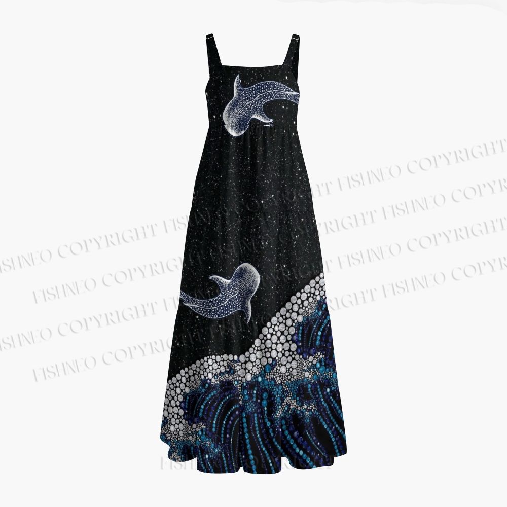 Stippled Manta Ray Ocean Wave Maxi Dresses