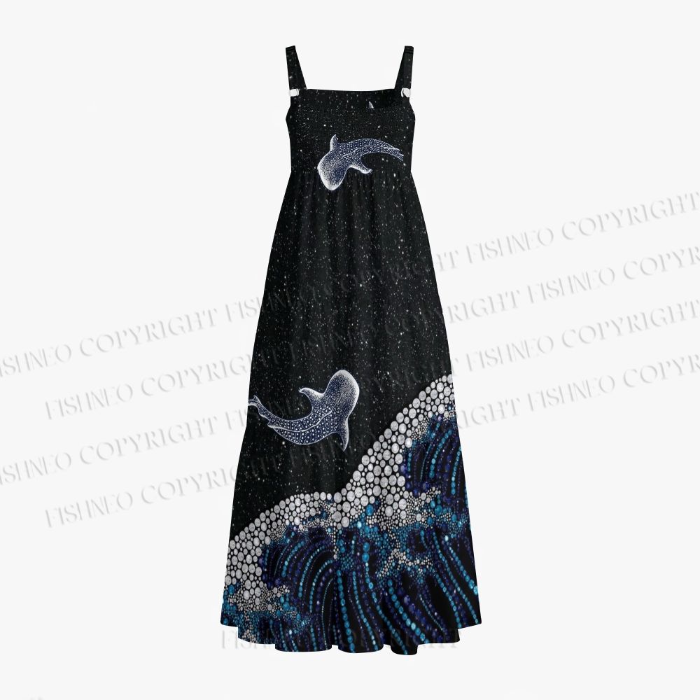 Stippled Manta Ray Ocean Wave Maxi Dresses