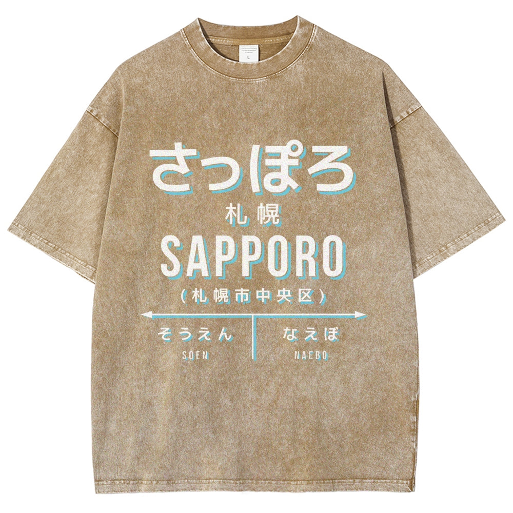 Sapporo Station Vintage Washed T-shirt