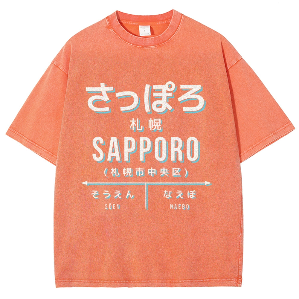 Sapporo Station Vintage Washed T-shirt