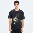 Ukiyo-e Style Skateboard Frog Vintage Washed T-shirt