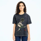 Ukiyo-e Style Skateboard Frog Vintage Washed T-shirt
