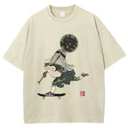 Ukiyo-e Style Skateboard Frog Vintage Washed T-shirt