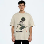 Ukiyo-e Style Skateboard Frog Vintage Washed T-shirt