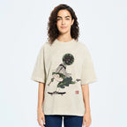 Ukiyo-e Style Skateboard Frog Vintage Washed T-shirt