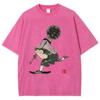 Ukiyo-e Style Skateboard Frog Vintage Washed T-shirt