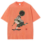 Ukiyo-e Style Skateboard Frog Vintage Washed T-shirt