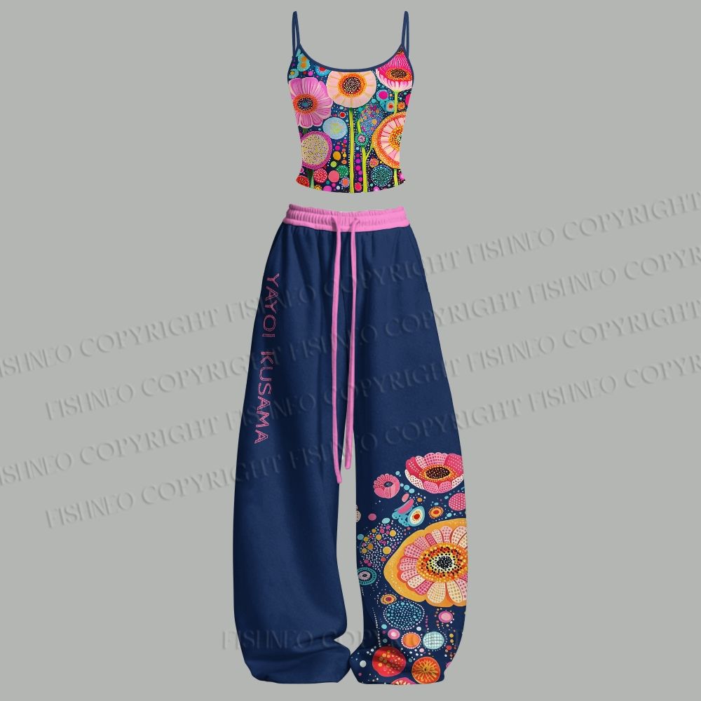 Yayoi Kusama Flower Printed Top & Elasticated Trousers Two-Piece Set